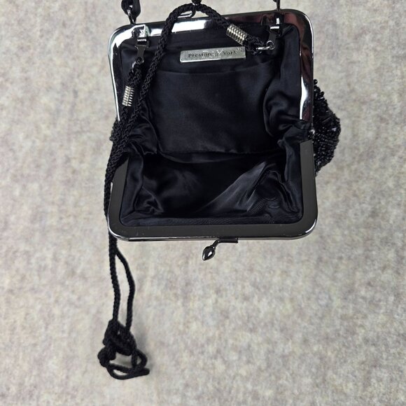Prestige & York Beaded Evening Bag With Handle Black Satin Interior Clasp - Picture 4 of 7